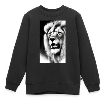 Lion noir et blanc - Sweat Premium enfant bio - noir - Devant - AI Model Kid Female (0cm)