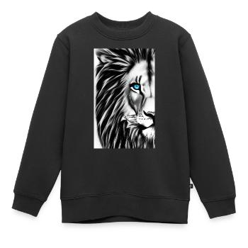 Lion noir et blanc - Sweat Premium enfant bio - noir - Devant - AI Model Kid Female (0cm)