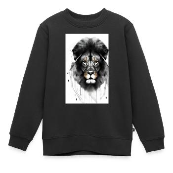 Lion noir et blanc - Sweat Premium enfant bio - noir - Devant - AI Model Kid Female (0cm)