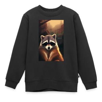 Comic-Karikatur eines nordamerikanischen Waschbären - Kinder Premium Organic Sweatshirt - Schwarz - Vorne - AI Model Kid Female (0cm)