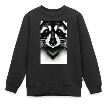 Comic-Karikatur eines nordamerikanischen Waschbären - Kinder Premium Organic Sweatshirt - Schwarz - Vorne - AI Model Kid Female (0cm)