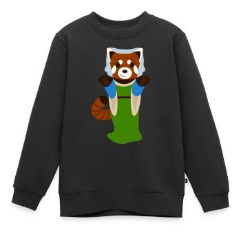 Roter Panda als Renaissance-Frau verkleidet - Kinder Premium Organic Sweatshirt - Schwarz - Vorne - AI Model Kid Female (0cm)