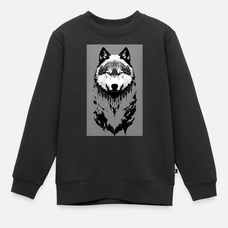 Wolf - Kinder Premium Organic Sweatshirt - Schwarz
