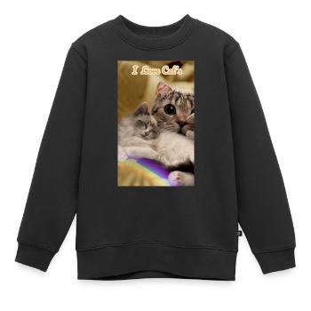 Homesaleor Love Cat's - Kinder Premium Organic Sweatshirt - Schwarz - Vorne - AI Model Kid Female (0cm)