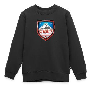St. Moritz Suisse - Sweat Premium enfant bio - noir - Devant - AI Model Kid Female (0cm)