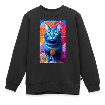 Schöne kurzhaarige Hauskatze - Kinder Premium Organic Sweatshirt - Schwarz - Vorne - AI Model Kid Female (0cm)