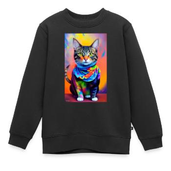 Fabelhafte kurzhaarige Hauskatze - Kinder Premium Organic Sweatshirt - Schwarz - Vorne - AI Model Kid Female (0cm)