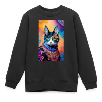 Kurzhaarige Hauskatze - Kinder Premium Organic Sweatshirt - Schwarz - Vorne - AI Model Kid Female (0cm)