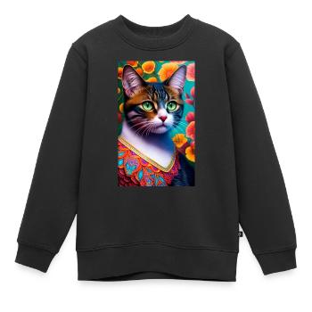 Kurzhaarige Hauskatze in schönen Farben - Kinder Premium Organic Sweatshirt - Schwarz - Vorne - AI Model Kid Female (0cm)