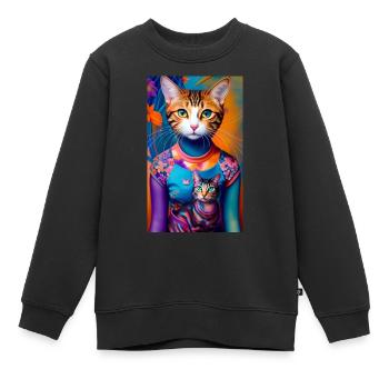 Erstaunliche kurzhaarige Hauskatze - Kinder Premium Organic Sweatshirt - Schwarz - Vorne - AI Model Kid Female (0cm)