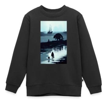 AsiStyle Monstre marin - Sweat Premium enfant bio - noir - Devant - AI Model Kid Female (0cm)