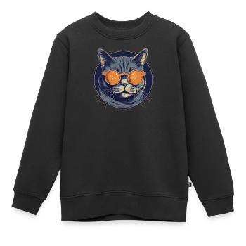Katze Mietz Stubentiger Sonnenbrille - Kinder Premium Organic Sweatshirt - Schwarz - Vorne - AI Model Kid Female (0cm)