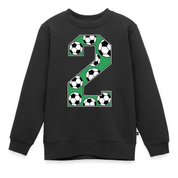 2nd Birthday Football Green - Kids Premium Organic Sweatshirt - black - Front - AI Model Kid Female (0cm)