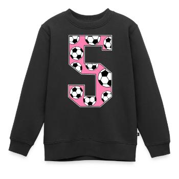 5ème anniversaire Football Rose - Sweat Premium enfant bio - noir - Devant - AI Model Kid Female (0cm)