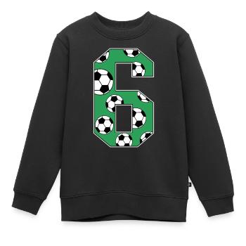 6e anniversaire Football Green - Sweat Premium enfant bio - noir - Devant - AI Model Kid Female (0cm)