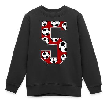 5ème Anniversaire Football Rouge - Sweat Premium enfant bio - noir - Devant - AI Model Kid Female (0cm)