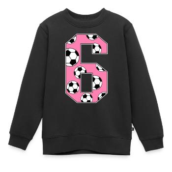 6 anniversaire Football Rose - Sweat Premium enfant bio - noir - Devant - AI Model Kid Female (0cm)