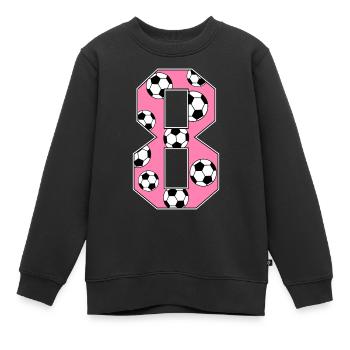 8 anniversaire Football Rose - Sweat Premium enfant bio - noir - Devant - AI Model Kid Female (0cm)