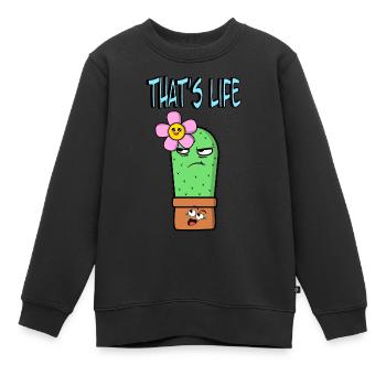 That s Life - Kaktus, Blume und Blumentopf - Kinder Premium Organic Sweatshirt - Schwarz - Vorne - AI Model Kid Female (0cm)