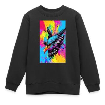 Aigle | Oiseaux | Liberté | Animaux - Sweat Premium enfant bio - noir - Devant - AI Model Kid Female (0cm)