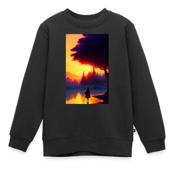 Woman | Face | Girls | Anime - Kids Premium Organic Sweatshirt - black - Front - AI Model Kid Female (0cm)