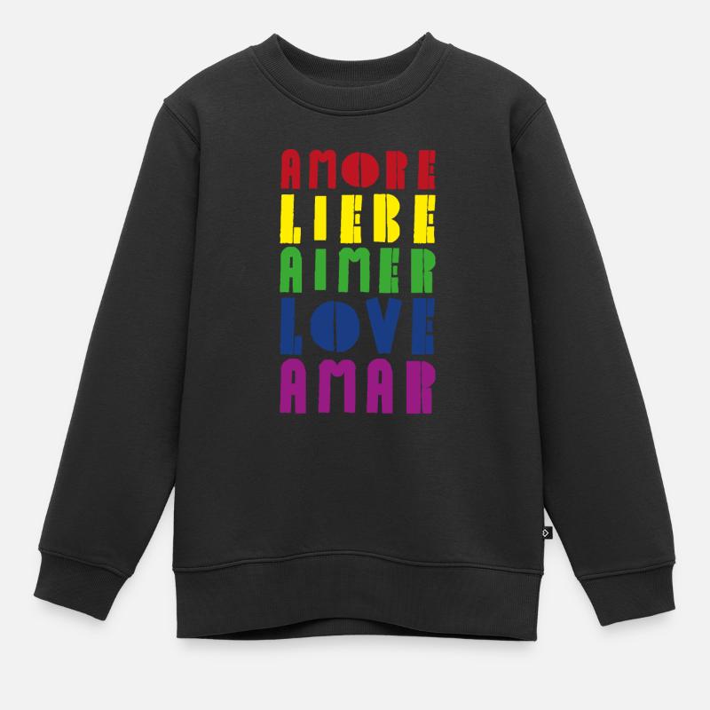 Love Rainbow Diverses langues - Sweat Premium enfant bio - noir