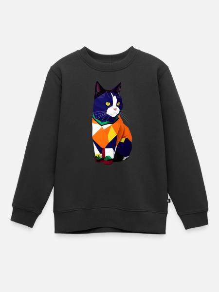 Le chat dans le pull - Sweat Premium enfant bio - noir