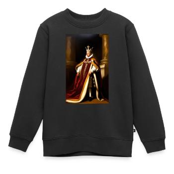 Barack Obama en monarque baroque - Sweat Premium enfant bio - noir - Devant - AI Model Kid Female (0cm)