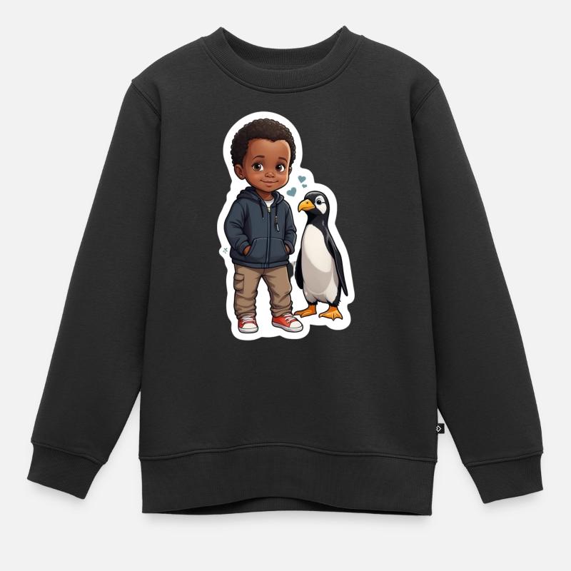 Pinguin Freunde Kind Geschenkidee - Kinder Premium Organic Sweatshirt - Schwarz