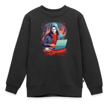 Anonymous Hacker - Kids Premium Organic Sweatshirt - black - Front - AI Model Kid Female (0cm)