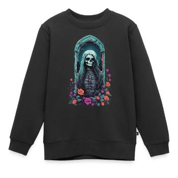 Gothic Pastel Skelett Lady Viktorianisch Halloween - Kinder Premium Organic Sweatshirt - Schwarz - Vorne - AI Model Kid Female (0cm)