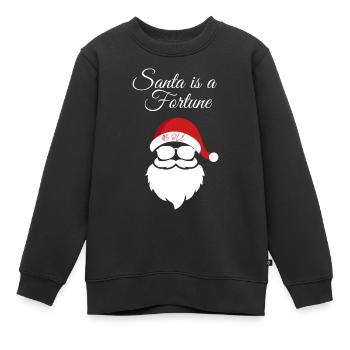 Fortuna T-Shirt, Santa ist a Fortune! - Kinder Premium Organic Sweatshirt - Schwarz - Vorne - AI Model Kid Female (0cm)