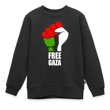 Free gaza - Sweat Premium enfant bio - noir - Devant - AI Model Kid Female (0cm)