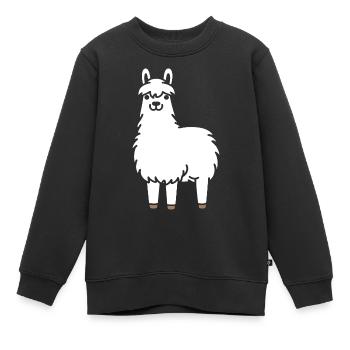 Lama - Kinder Premium Organic Sweatshirt - Schwarz - Vorne - AI Model Kid Female (0cm)