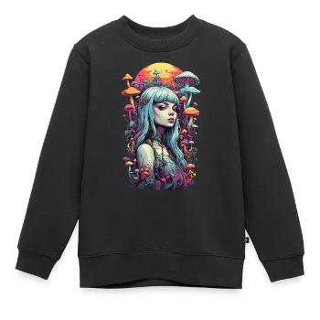 Champignon spirituel monde Goa fille Design - Sweat Premium enfant bio - noir - Devant - AI Model Kid Female (0cm)