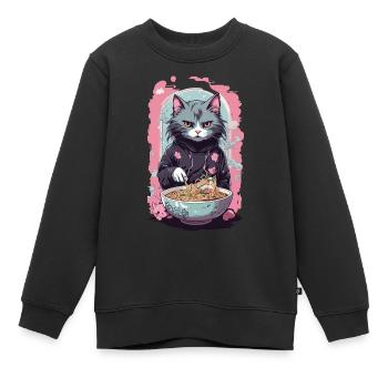 Anime Ramen Chat Japonais Soupe De Nouilles Art - Sweat Premium enfant bio - noir - Devant - AI Model Kid Female (0cm)