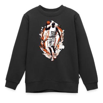 Dynamischer Basketball Freiwurf Basketballspieler - Kinder Premium Organic Sweatshirt - Schwarz - Vorne - AI Model Kid Female (0cm)