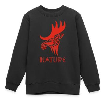 élan rouge animal totem - Sweat Premium enfant bio - noir - Devant - AI Model Kid Female (0cm)