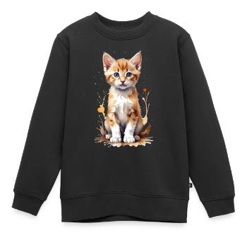 Pawsitively Precious: A Watercolor Kitten - Kids Premium Organic Sweatshirt - black - Front - AI Model Kid Female (0cm)
