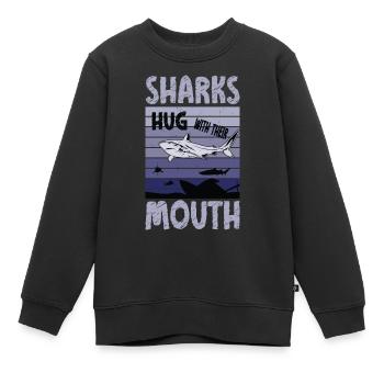 Grand requin blanc étreindre le plus grand prédateur océan - Sweat Premium enfant bio - noir - Devant - AI Model Kid Female (0cm)