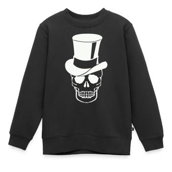 Skull Zylinder - Kinder Premium Organic Sweatshirt - Schwarz - Vorne - AI Model Kid Female (0cm)