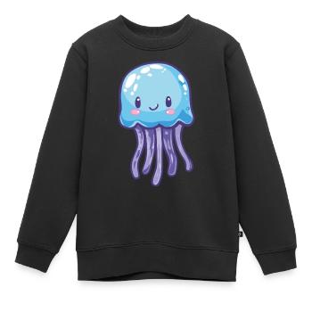 Qualle - Kinder Premium Organic Sweatshirt - Schwarz - Vorne - AI Model Kid Female (0cm)