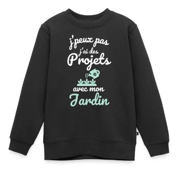 Jai des projets avec mon jardin jardinage - Sweat Premium enfant bio - noir - Devant - AI Model Kid Female (0cm)