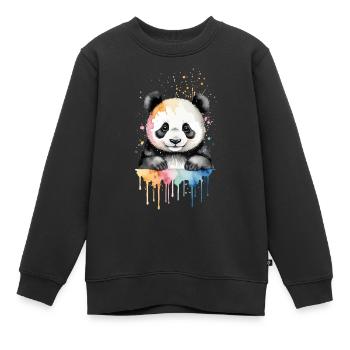 Playful Panda Watercolor - Kids Premium Organic Sweatshirt - black - Front - AI Model Kid Female (0cm)