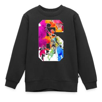 6. GEBURTSTAG BASKETBALL NUMMER 6 - Kinder Premium Organic Sweatshirt - Schwarz - Vorne - AI Model Kid Female (0cm)