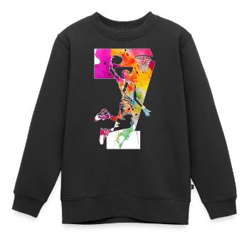 7. GEBURTSTAG BASKETBALL NUMMER 7 - Kinder Premium Organic Sweatshirt - Schwarz - Vorne - AI Model Kid Female (0cm)