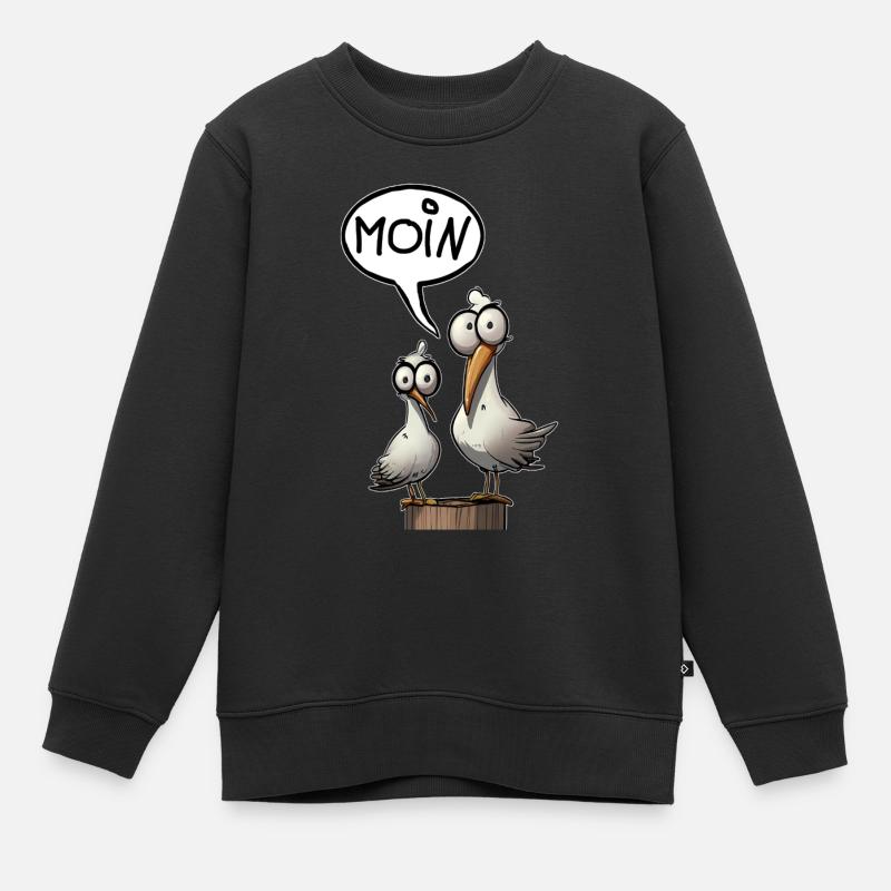 Die Bäädden Möwen - Möwe moin - Kinder Premium Organic Sweatshirt - Schwarz