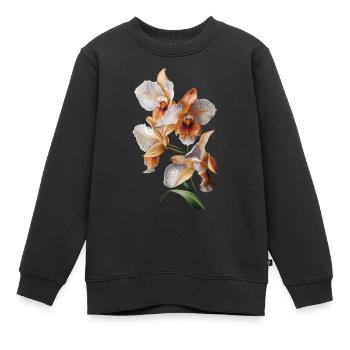 Orchidee - Kinder Premium Organic Sweatshirt - Schwarz - Vorne - AI Model Kid Female (0cm)