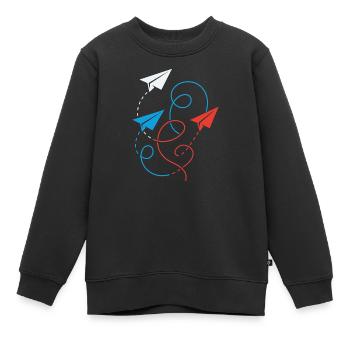 Papierflieger - Kinder Premium Organic Sweatshirt - Schwarz - Vorne - AI Model Kid Female (0cm)