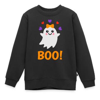 Niedliches Halloween-Gespenst Boo Kostüm - Kinder Premium Organic Sweatshirt - Schwarz - Vorne - AI Model Kid Female (0cm)